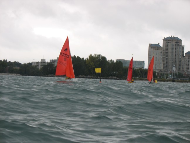 Photo: Per, Richard and Les Approach the Leeward Mark