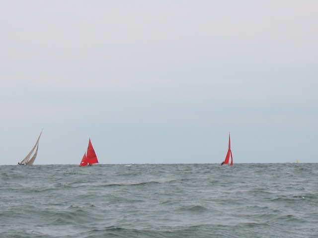 Photo: Don Reaches for the Gybe Mark, as Heather Heads to the Windward Mark