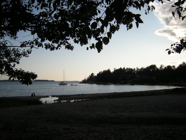 Photo: Dusk on the Beach, with Wim and Alison's New Boat in the Background