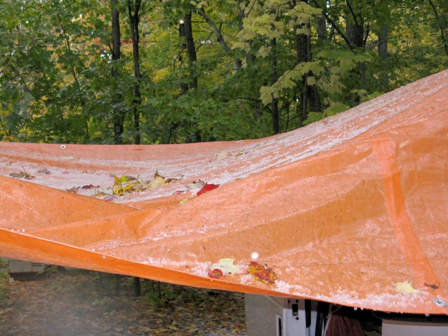 Photo: Hail on the Tarp