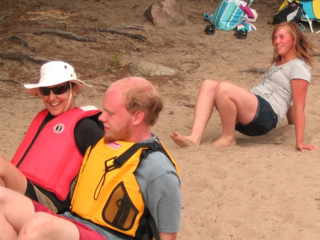 Photo: Joanna, George and Natalie Doing their Crab Walk