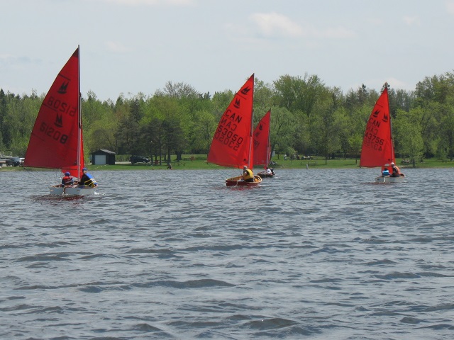 Photo: The First Four Boats Head to the Gybe Mark
