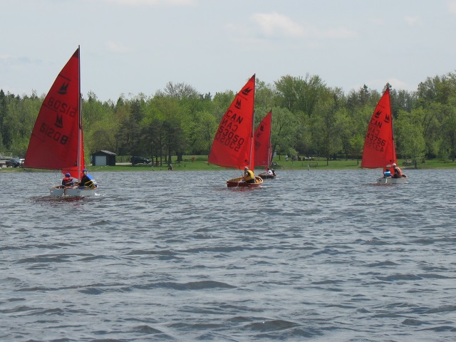 Photo: The First Four Boats Head to the Gybe Mark